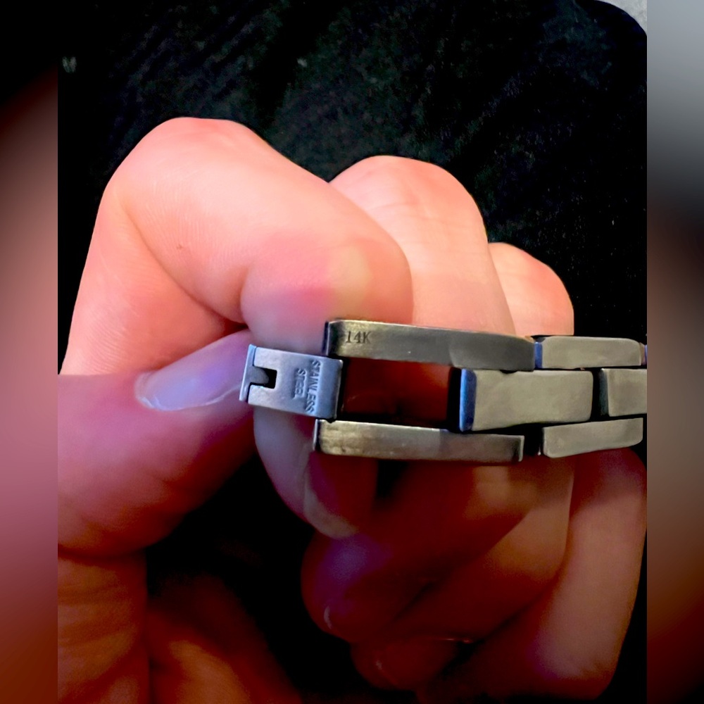 Silver Rectangular Watch With Hinged Design - image 1